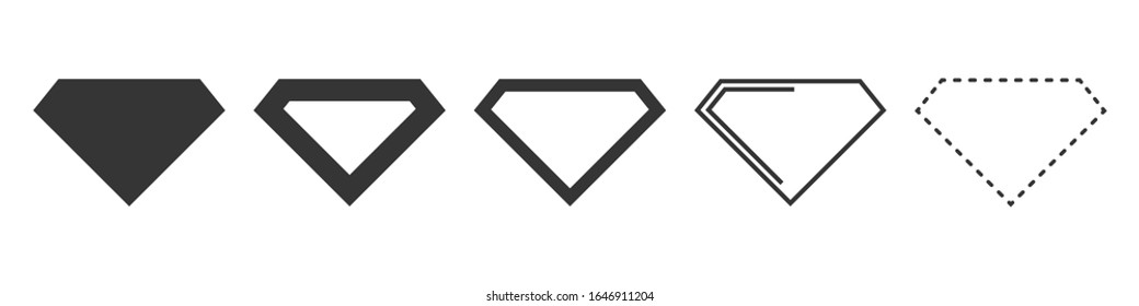 Vector diamond icons. Black diamond icon isolated. Set of diamond icons. Black crystal or brilliant icons isolated. Vector illustration in flat style.