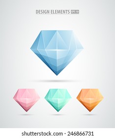Vector diamond icons set isolated on white background