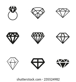 Vector diamond icons set on white background