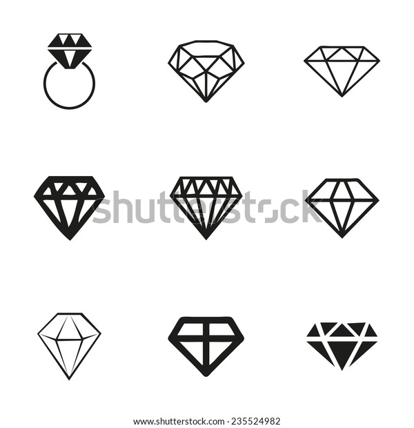 Vector Diamond Icons Set On White Stock Vector (Royalty Free) 235524982 ...