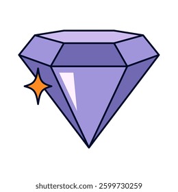 Vector diamond or isolated gem icon. Shining jewelry element. Symbol of luxury and brilliance, woman wealth. Faceted gemstone. Sparkling crystal for branding. Female beauty accessory. Premium emblem.