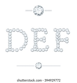vector diamond  jewelry letters d e f with gemstones isolated on white 