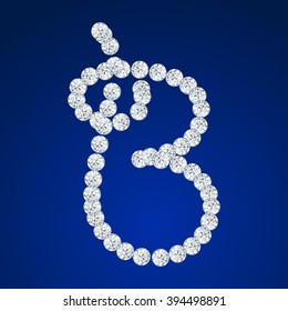 vector diamond letters B with gemstones isolated on blue