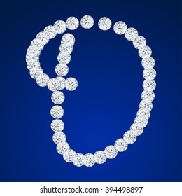 vector diamond letters D with gemstones isolated on blue