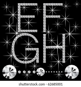 vector diamond letters with gemstones isolated on black