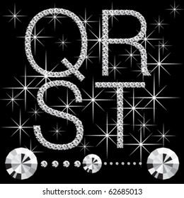 vector diamond letters with gemstones isolated on black
