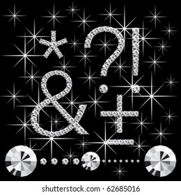 vector diamond letters with gemstones isolated on black