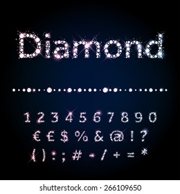 Vector Diamond Letters. Shiny Diamond Alphabet Font