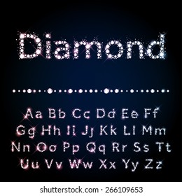 Vector Diamond letters. Shiny diamond alphabet font