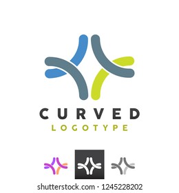 Vector Diamond Lines Symmetric Curved Fabric Professional Business Logo Icon Branding