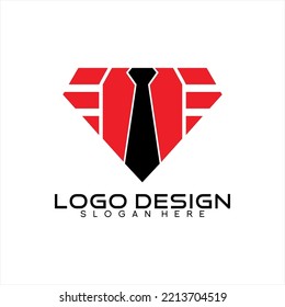 Diseño del logo del diamante vectorial con concepto de corazón con alas y corbata.