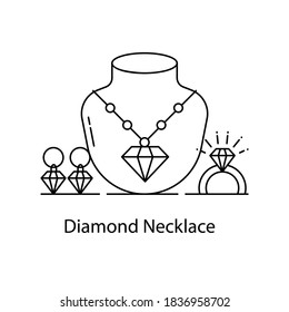 A vector of diamond necklace in modern line style 