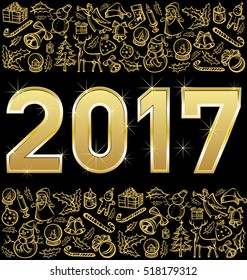 Diamantes vectores 2017, y objetos de Navidad y Año Nuevo