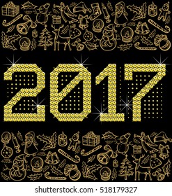 Diamantes vectores 2017, y objetos de Navidad y Año Nuevo