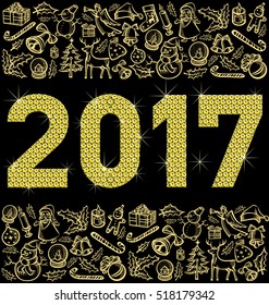 Vector diamond numbers 2017, and Christmas, and New Year objects