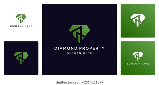 Vector del logotipo de la propiedad del diamante y de la Plantilla del diseño del icono, se puede utilizar en diversos medios fácilmente, editables