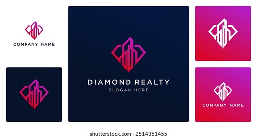 Vector de la Plantilla del diseño del logotipo y del icono de la realidad del diamante, se puede utilizar en diversos medios fácilmente, editable