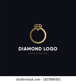 Vector diamond ring logo design. Jewelry logo. Design concept for luxury jewelry store, wedding salon, handmade jewelry