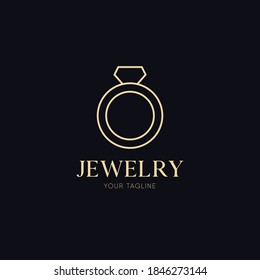 Vector diamond ring logo design. Jewelry logo. Design concept for luxury jewelry store, wedding salon, handmade jewelry