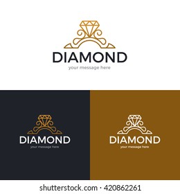 Vector diamond ring logo design. Abstract logo template. Vector illustration.