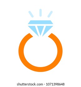 Vector diamond Ring - wedding or engagement illustration, diamond ring symbol