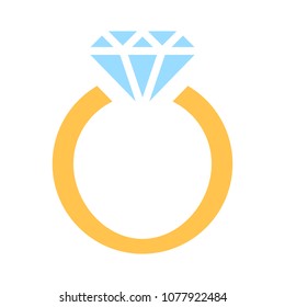 Vector Diamond Ring - Wedding Or Engagement Illustration, Diamond Ring Symbol