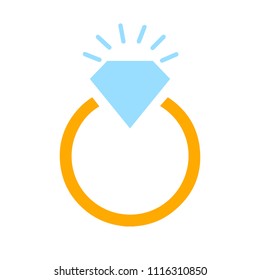 Vector diamond Ring - wedding or engagement illustration, diamond ring symbol