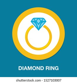 Vector Diamond Ring - Wedding Or Engagement Illustration, Diamond Ring Symbol