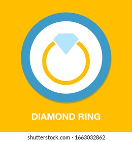 Anillo de diamantes de vectores - ilustración de boda o compromiso, símbolo de anillo de diamantes