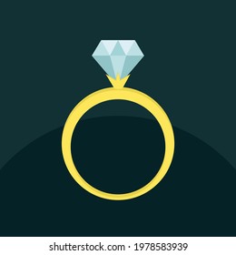 Anillo de diamantes vectores, ilustración de bodas o matrimonios, símbolo del anillo de diamantes, anillo de joyas brillante, concepto de joyería rica y costosa.