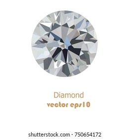 Vector diamond round cut,gemstone,isolated on white background