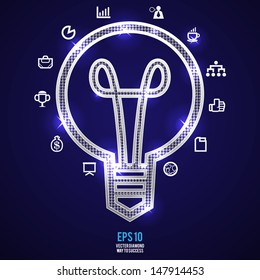 vector diamond shape sign and icon set to business creative thinking growing in the dark. this is sign or icon present on web design or printing layour design