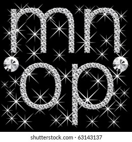 vector diamond small letters with gemstones isolated on black