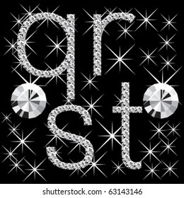 vector diamond small letters with gemstones isolated on black