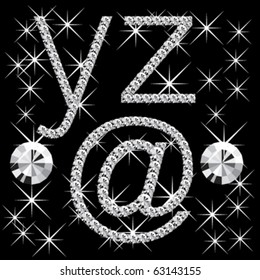 vector diamond small letters with gemstones isolated on black