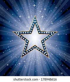 vector diamond star on blue star burst 