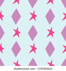 Vector Diamant und Sterne nahtlos Muster Hintergrund. Ideal für Stoff-, Schrott- und Wallpaper-Projekte.