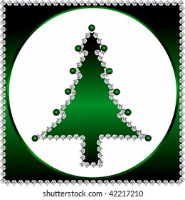 Vector Diamond Studded Christmas Tree Design