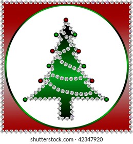 Vector Diamond Studded Christmas Tree Design