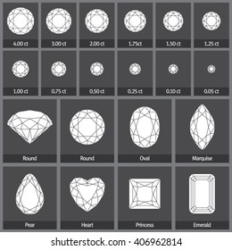 Vector diamond in various shapes made of editable strokes