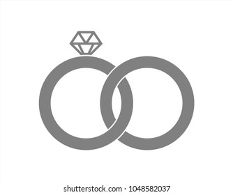 Vector Diamond wedding rings icon on white background
