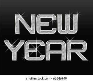 vector diamond words new year of different font collection