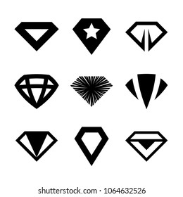 Vector diamonds, brilliants, gems, stones. Jewelry icon and logo design elements