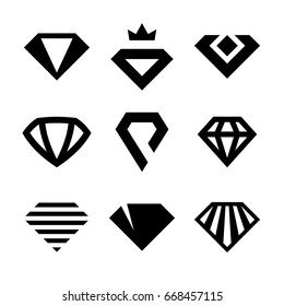 Vector diamonds, brilliants, gems, stones. Jewelry icon and logo design elements.