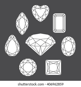 Vector diamonds of various shapes made of editable strokes