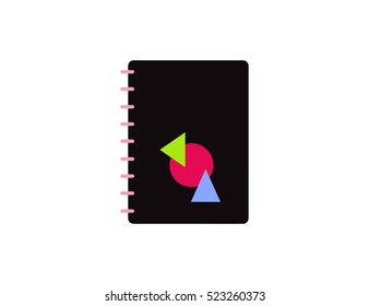 Vector diary notebook icon. Flat design style