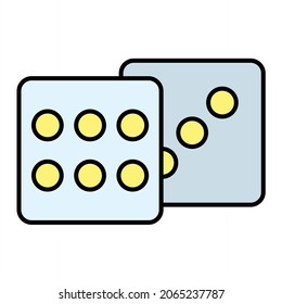 Vector Dice Filled Outline Icon Design
