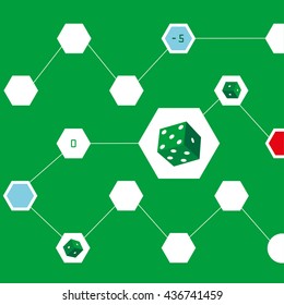 Vector dice. Game of dice. Background green color