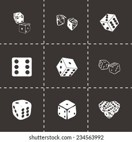 Vector dice icon set on black background