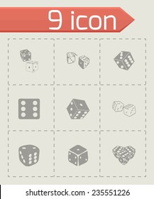 Vector dice icon set on grey background